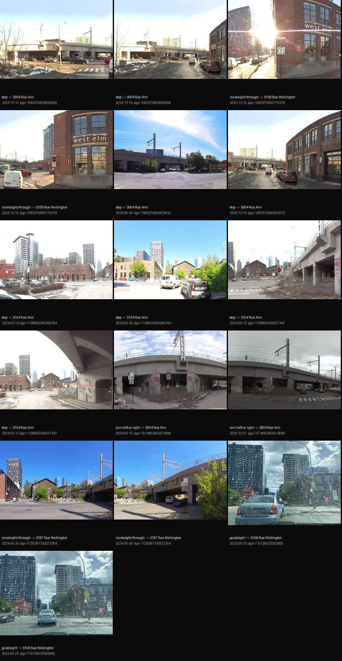 J006. Each photo with what Mapillary read and the street that reading points to. Photos: Mapillary, CC BY-SA 4.0.